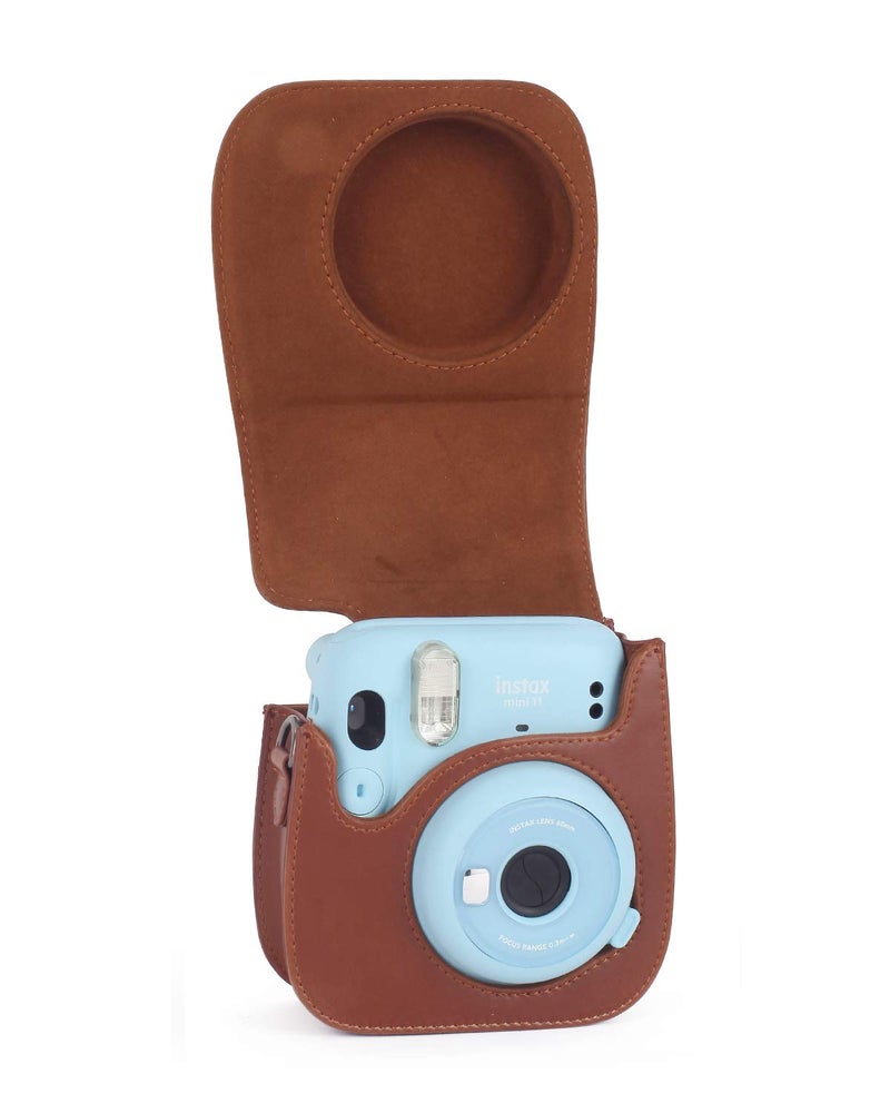 Phetium Instant mini 12 Camera Protective Case Compatible with Instax Mini 12 11,PU Leather Bag with Pocket and Adjustable Shoulder Strap (Brown) - Image 3